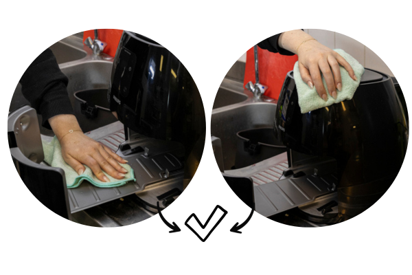 airfryer buitenkant schoonmaken